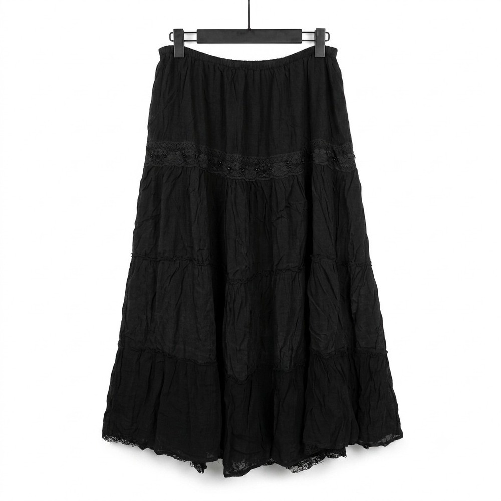 VTG 90s Y2K Paradise NY Skirt XL Whimsigoth Fairy Grunge‎ Beaded Lace Gypsy